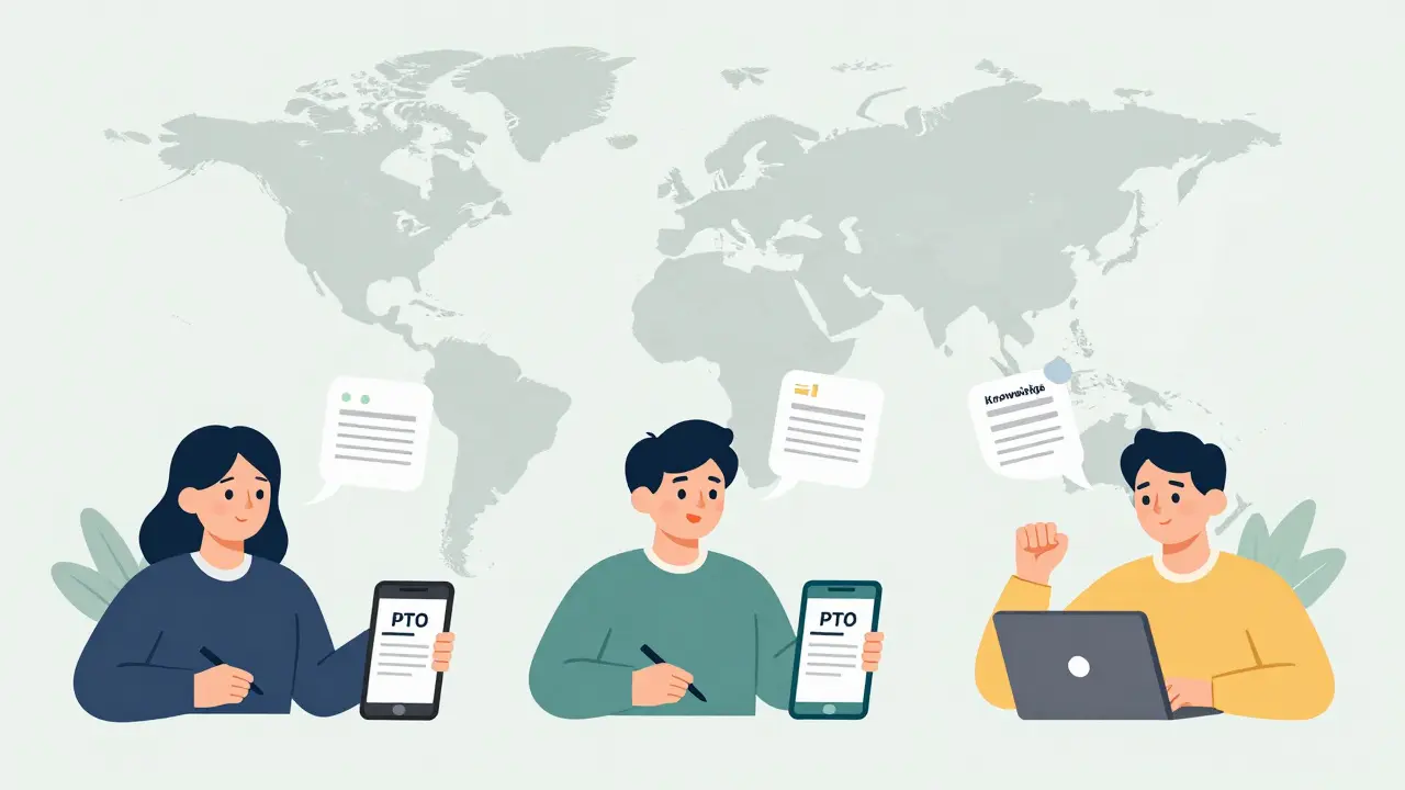 Global employees across time zones all getting the same accurate policy answer from a bot.