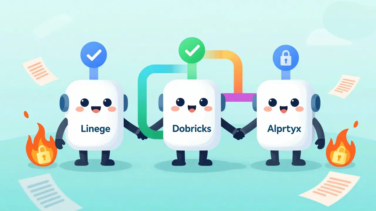 Three data tools working together in a clean pipeline with filtered data streams.