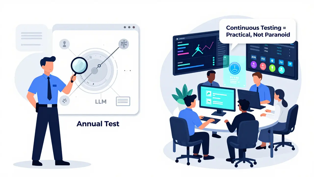 A side-by-side comparison: outdated manual security vs. dynamic continuous testing with compliance badges.