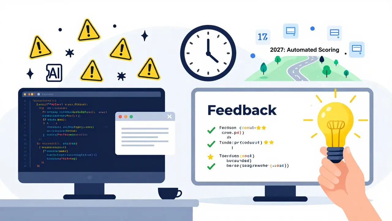 Contrast between buggy unreviewed code and clean, feedback-improved code with a human guiding the process.