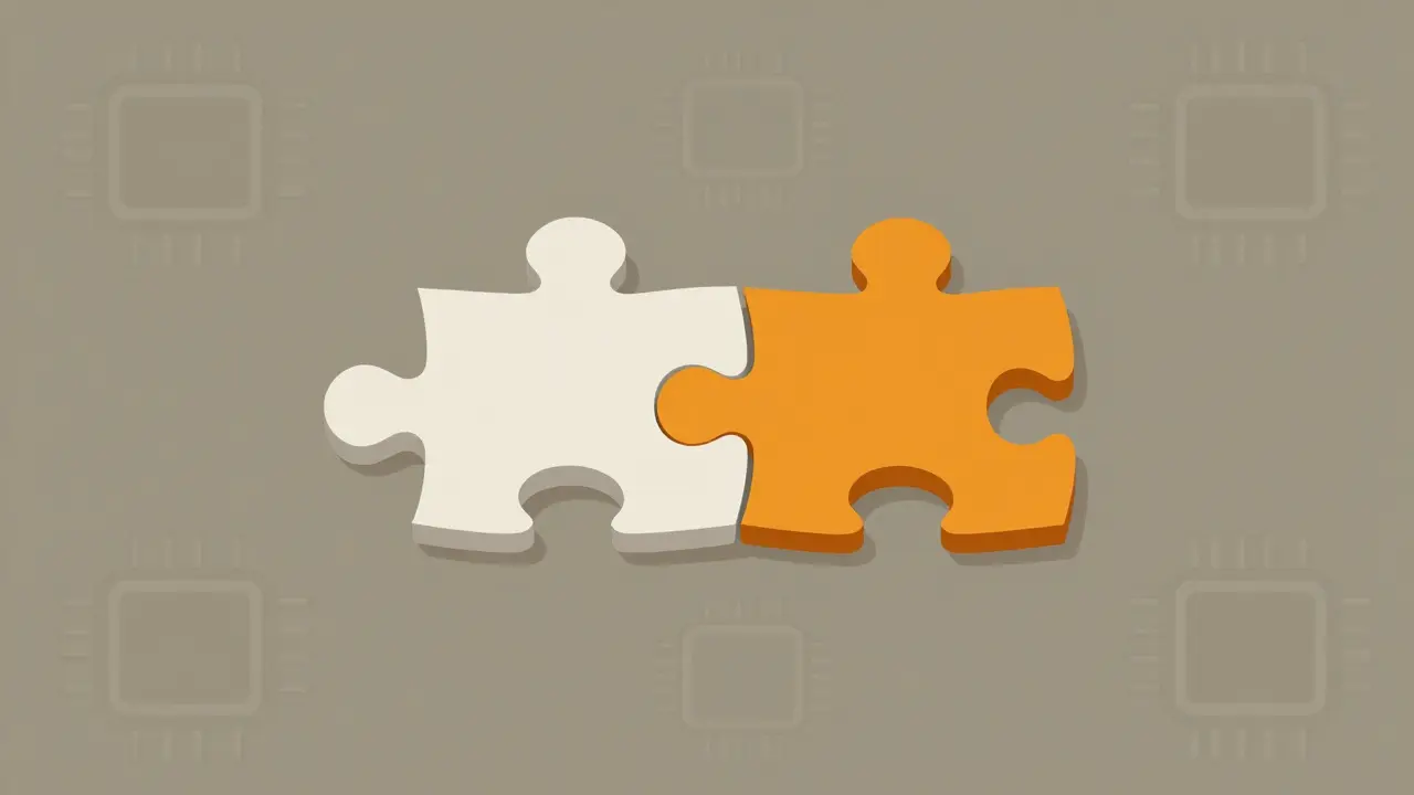 Specialized puzzle piece fitting one slot illustrating compatibility lock-in