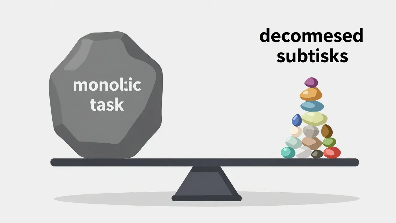 A balance scale comparing a single heavy boulder to a stack of small colorful gemstones.