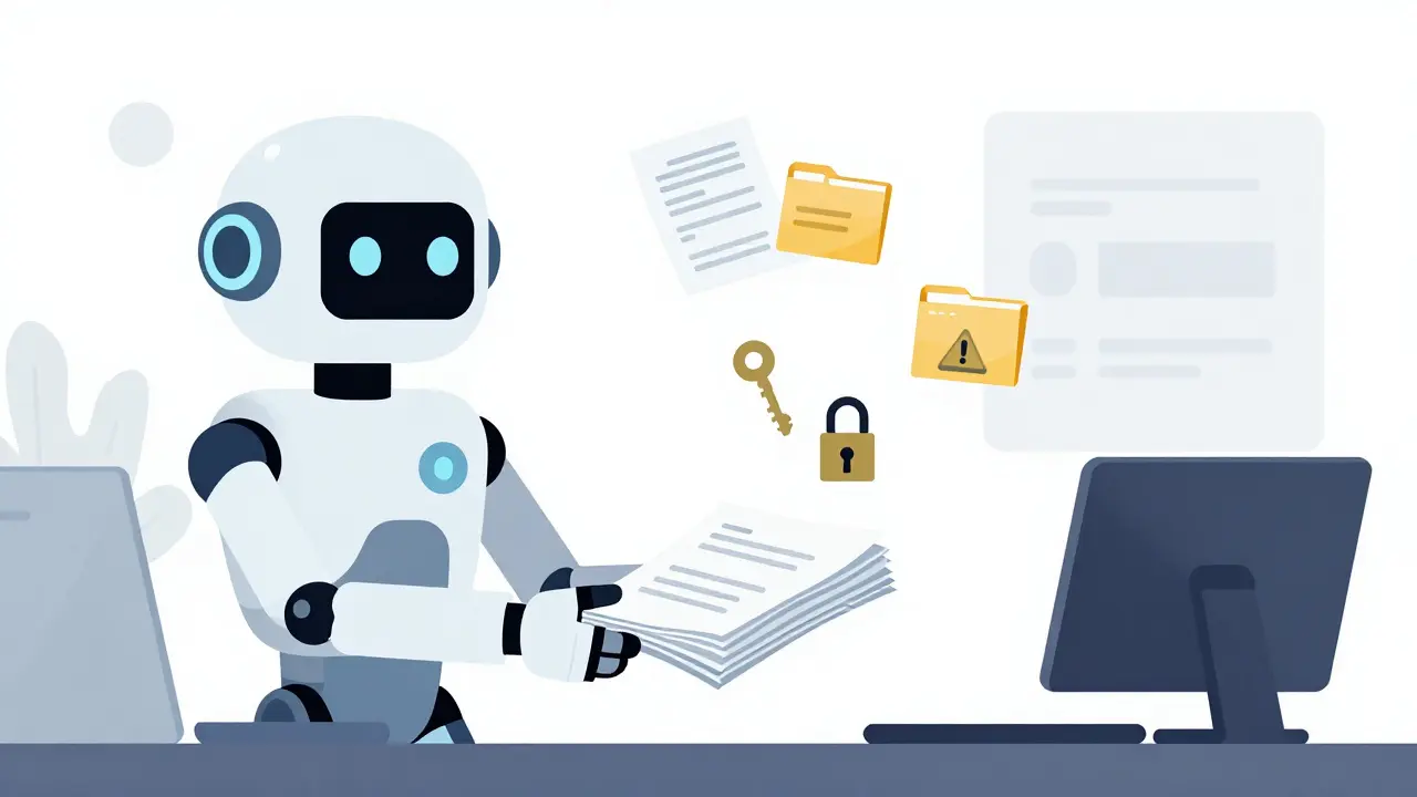 AI assistant handing code with embedded vulnerabilities like keys and open locks