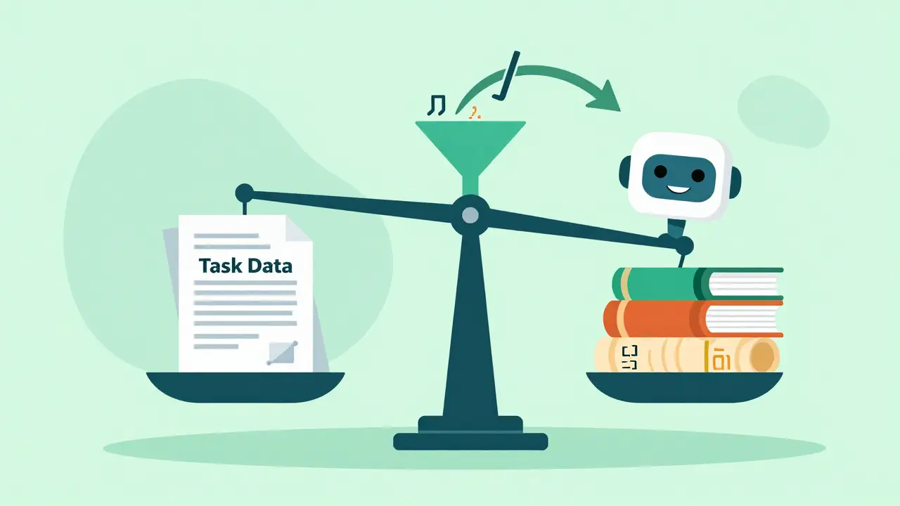 Balance scale mixing specialized and general data for AI