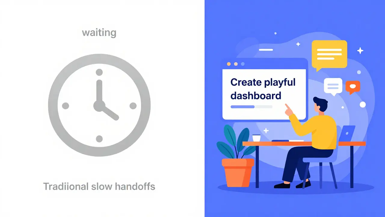 Comparison of slow traditional design vs fast AI vibe coding workflow