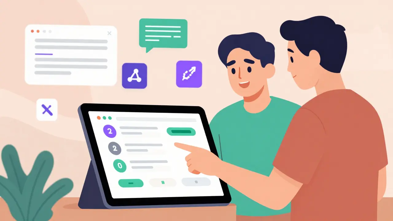 Designer and developer collaborating on an interactive prototype