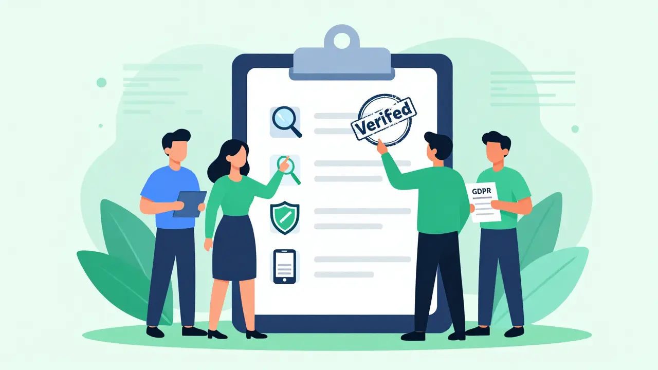 Team checking privacy compliance checklist