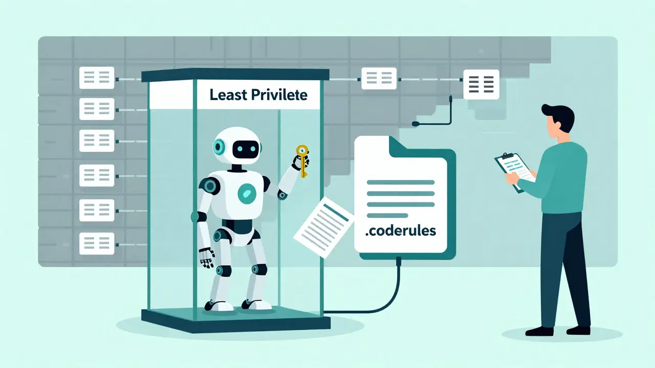 AI agent confined in least-privilege box following coderules policies