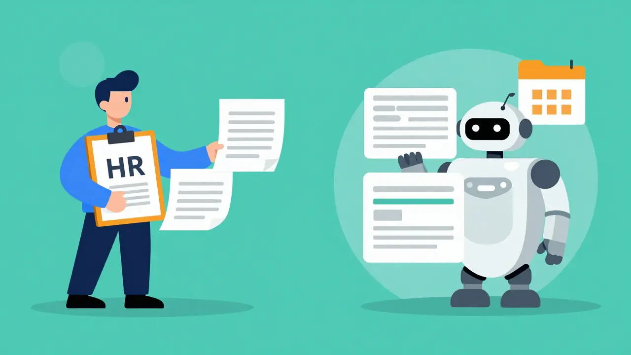 AI robot automating HR document processing workflows