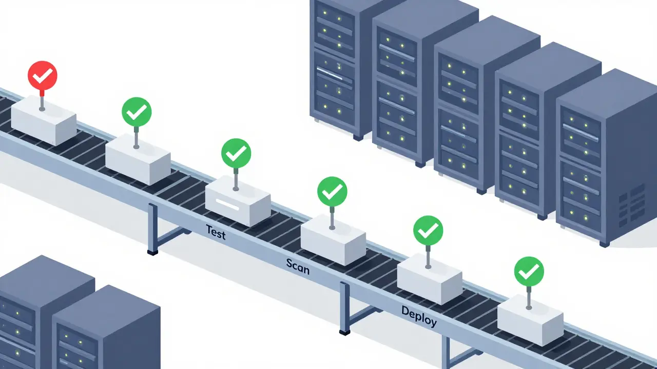 Automated CI/CD pipeline processing modular code blocks efficiently