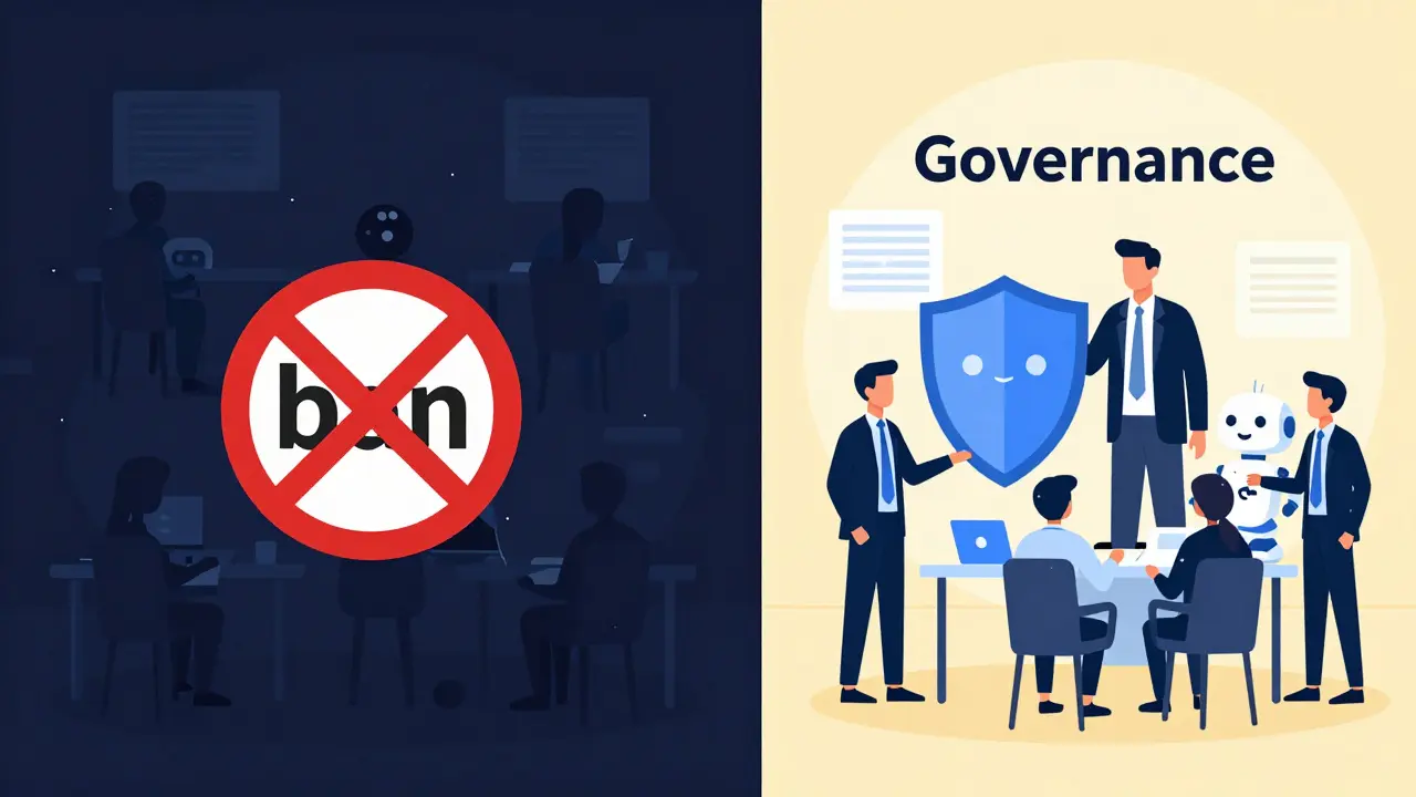 Comparison of chaotic bans vs structured AI governance