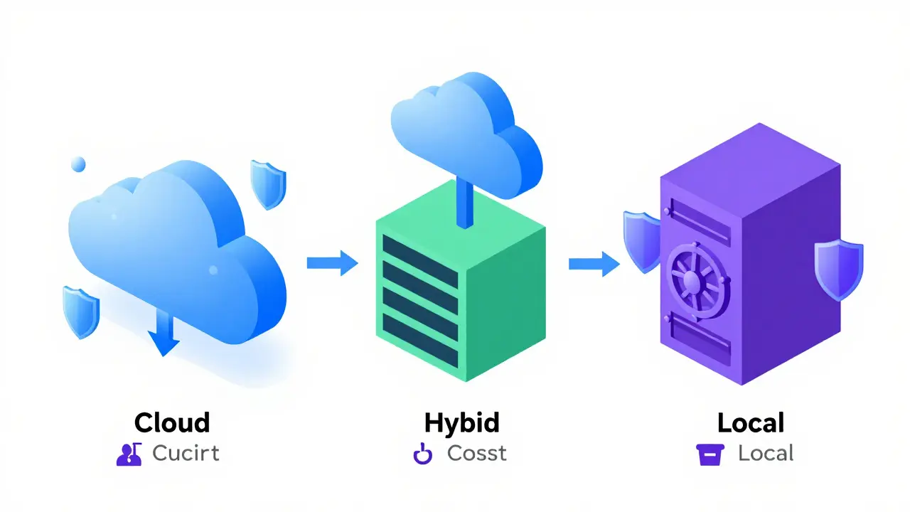 Comparison of cloud, hybrid, and local server architectures