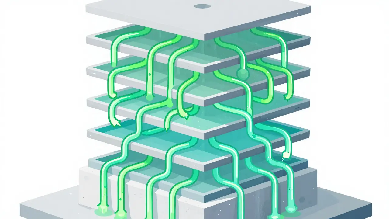 Flat illustration of prefix tuning injecting guidance into every model layer.