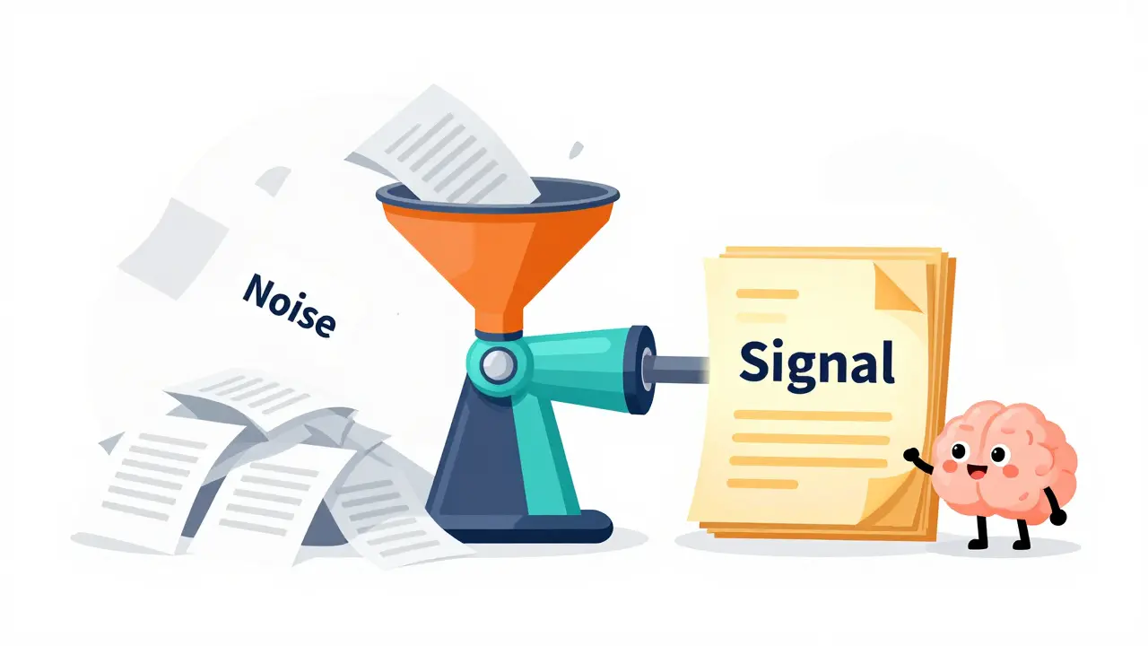 Funnel filtering noisy data into clean signal for AI model