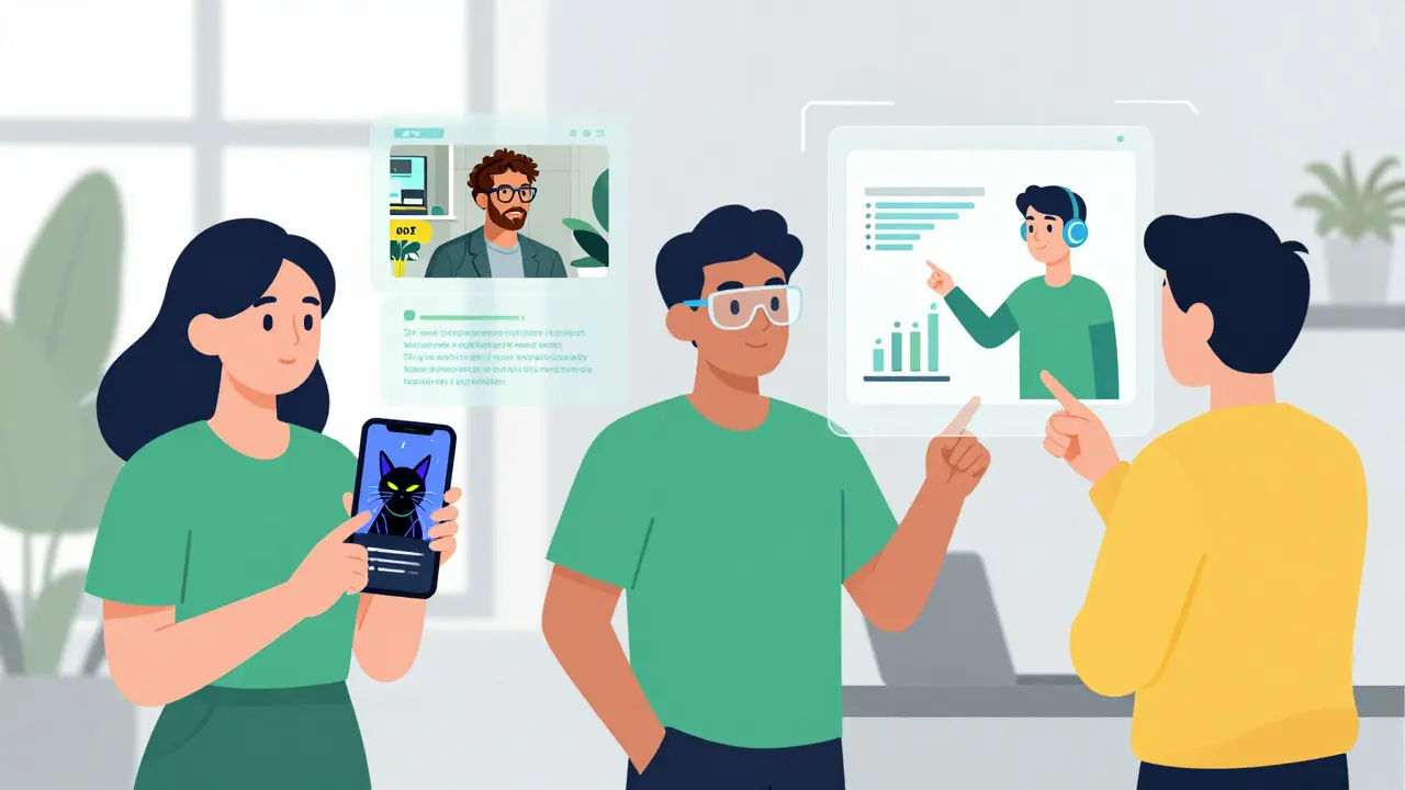 People using AI tools for image generation, captioning, and data analysis.
