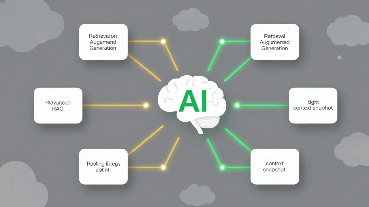 Abstract graphic showing AI filtering relevant data nodes while ignoring background noise