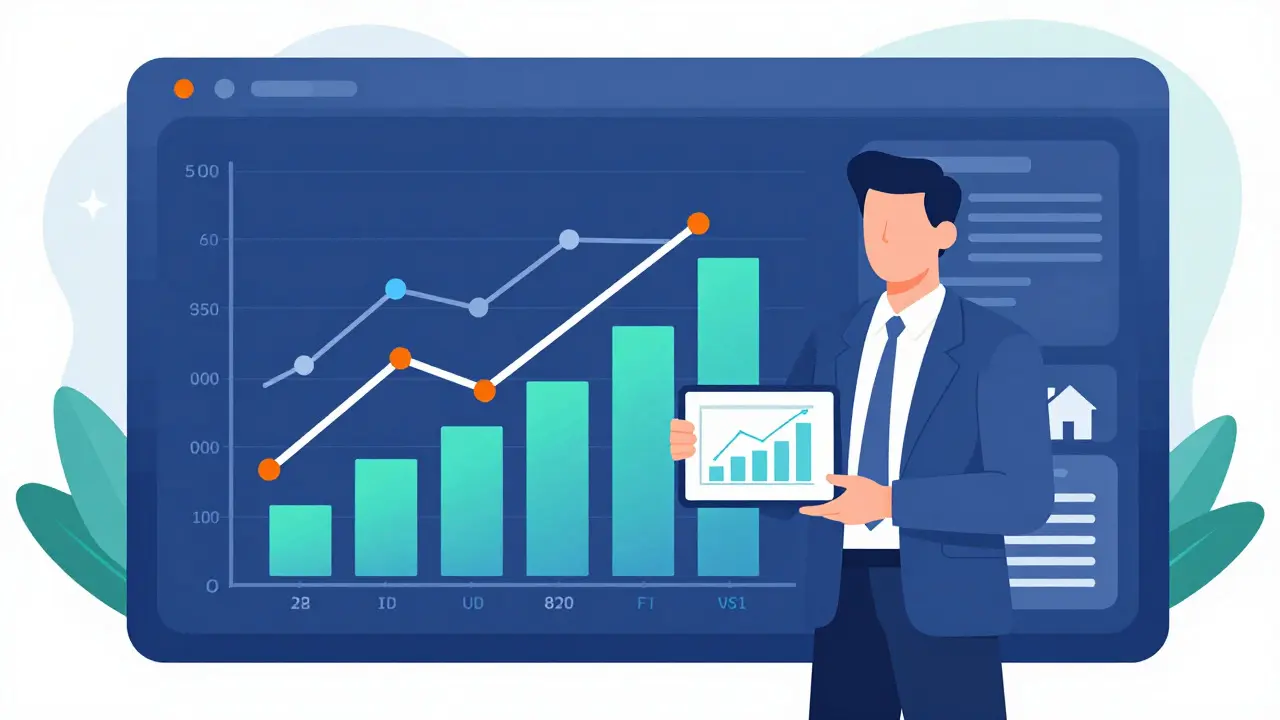 Agent reviewing AI-generated market data dashboard