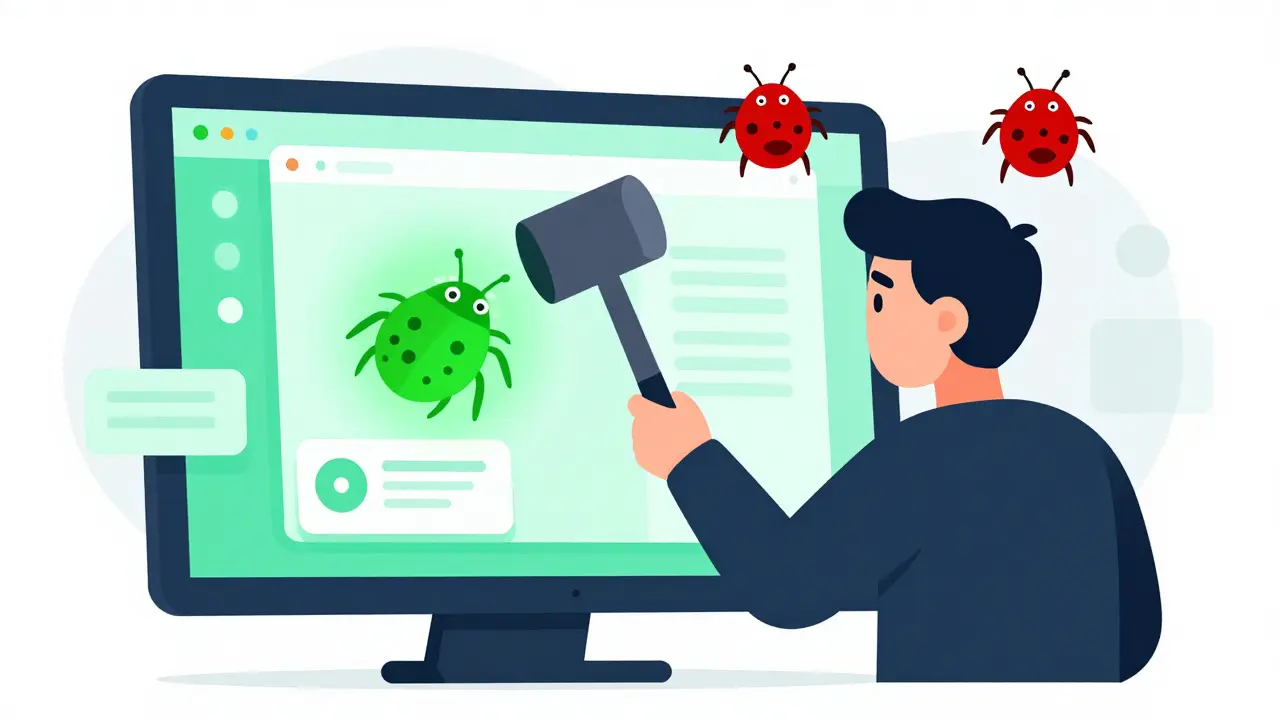 Developer hitting bugs that multiply on a tablet screen