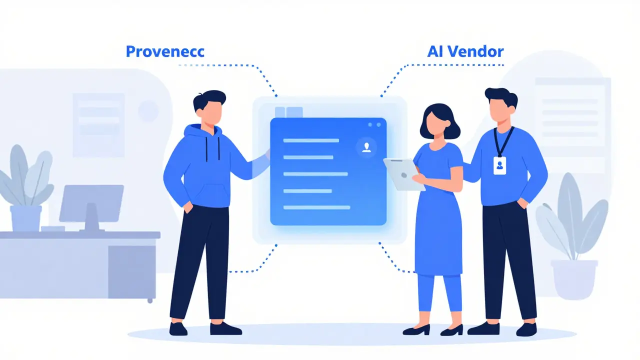 Diagram of shared security responsibility among dev, AI, and security