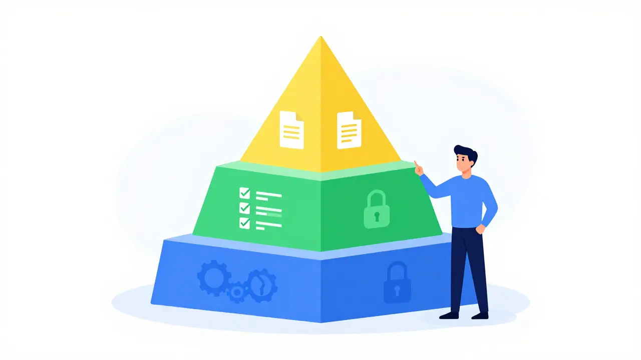 Pyramid diagram illustrating the three-layer code context strategy