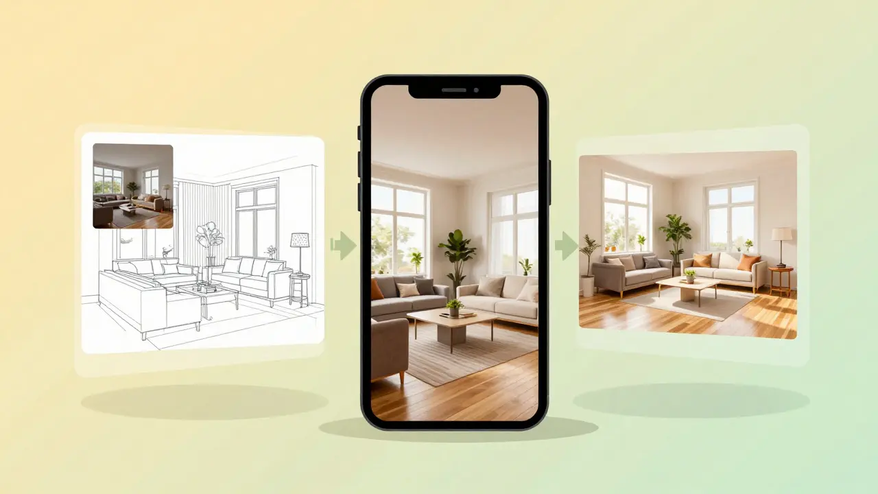 Smartphone generating 3D virtual tour from photos