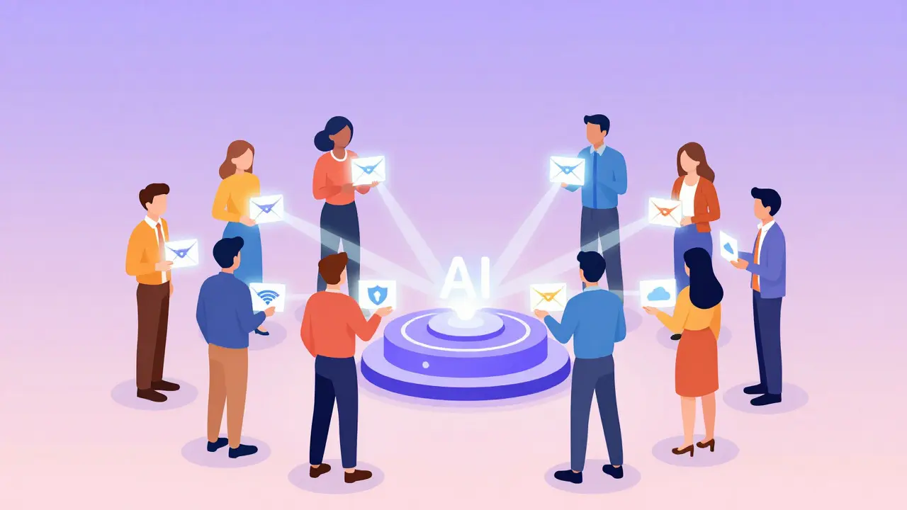 AI hub sending personalized content cards to different buyer avatars