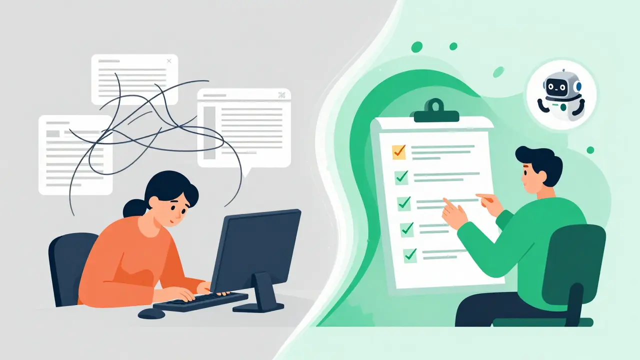 Comparison of messy manual data entry versus clean AI-generated CRM notes