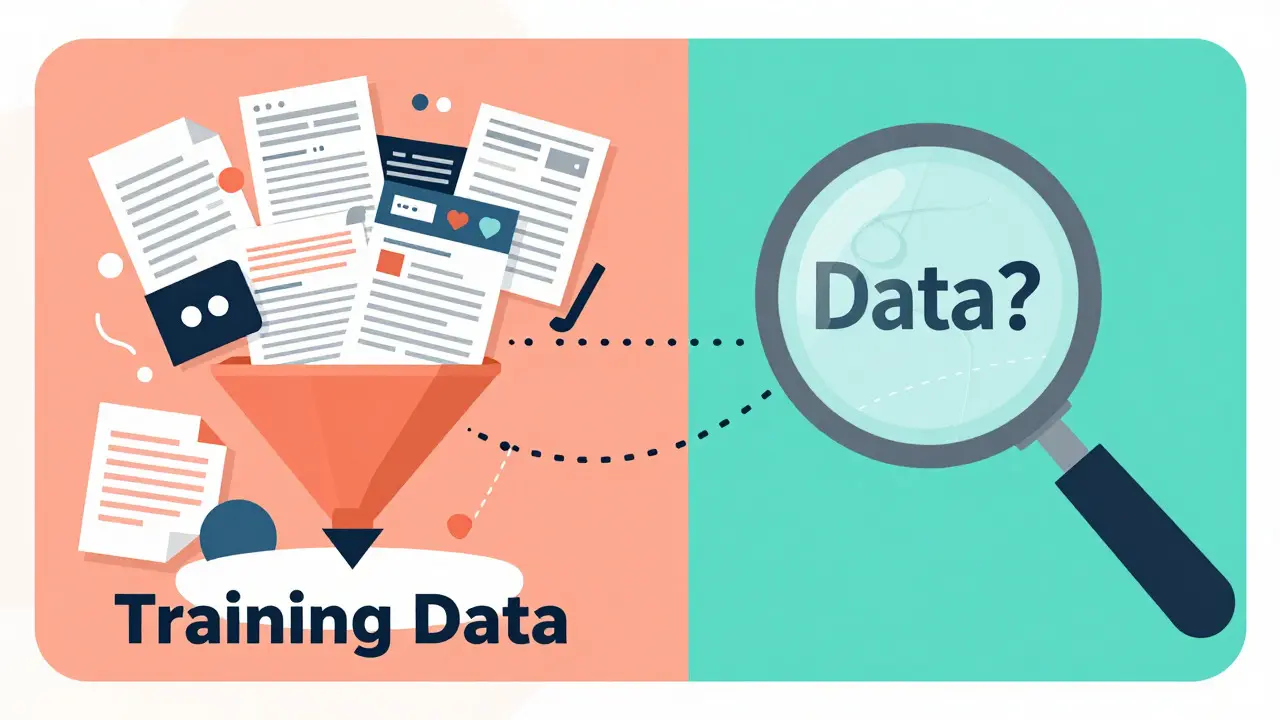 Magnifying glass detecting data links between training sets and benchmarks