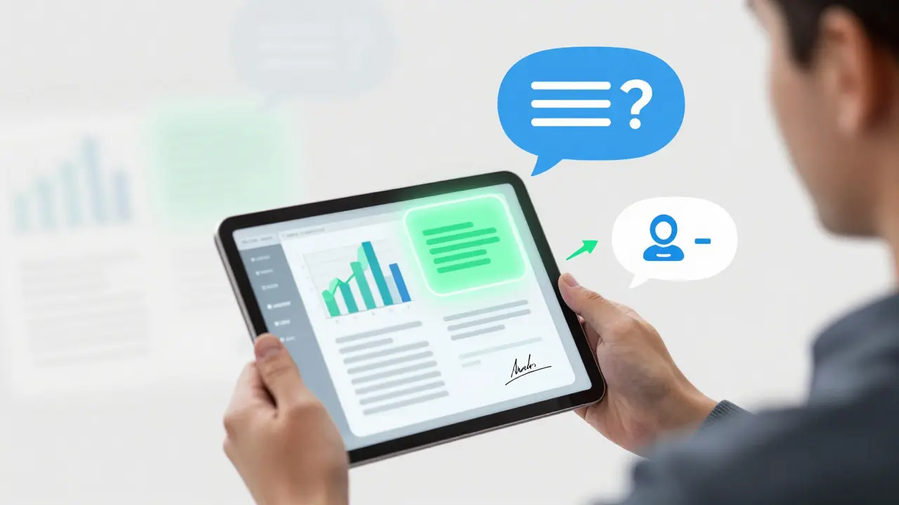 User querying a digital document where the AI highlights specific charts and answers questions