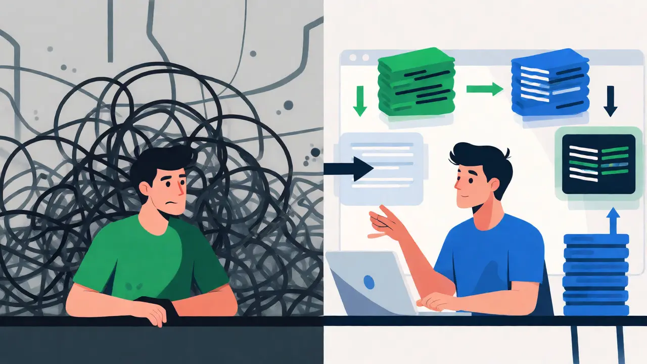 Comparison of stressed traditional coding vs efficient vibe coding