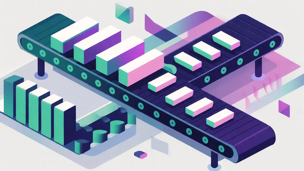 Conveyor belt illustrating request queuing and dynamic batching strategies