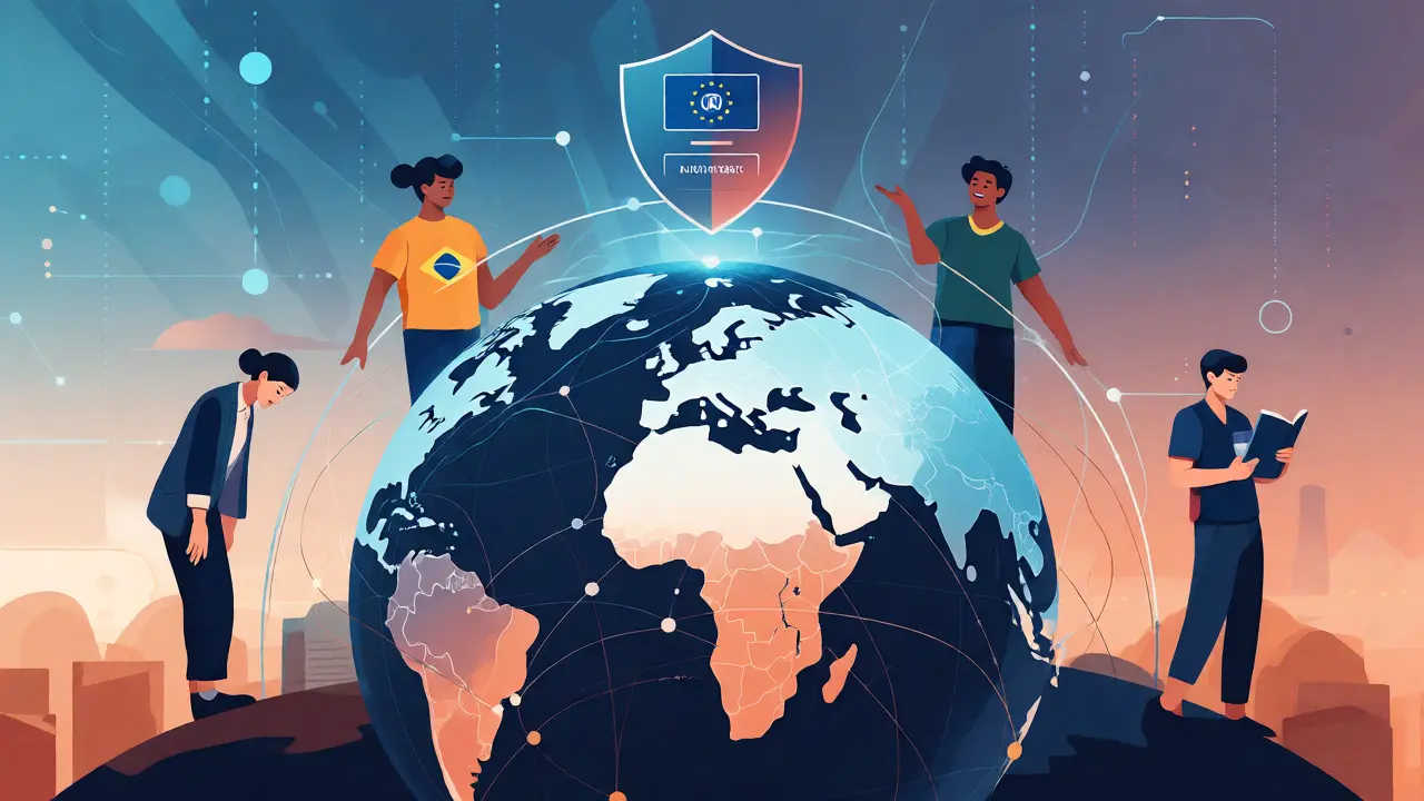 Global map illustrating culturally aligned AI evaluation and regulatory safety shields.
