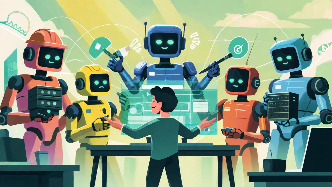 Specialized AI agents collaborating on a project