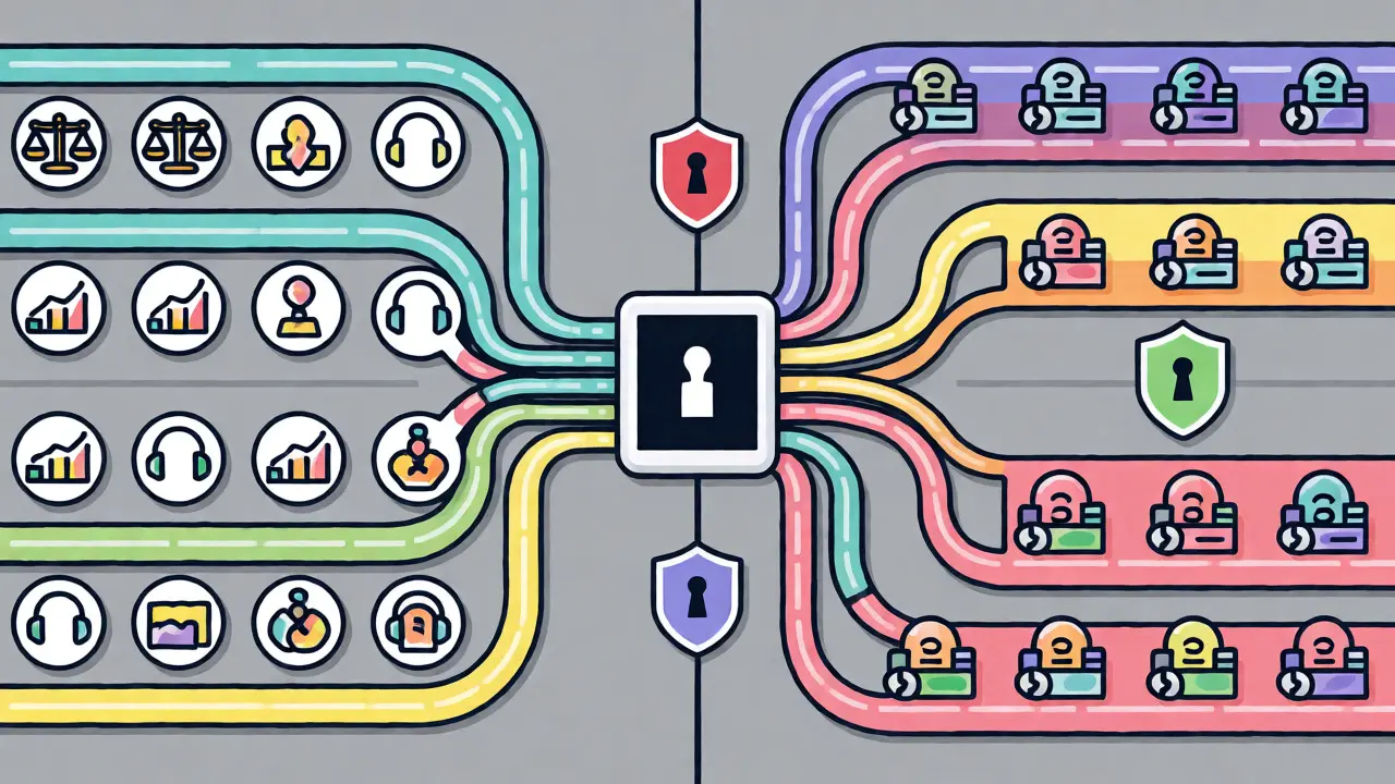 Comparison of centralized vs. federated RAG architectures with security shields.