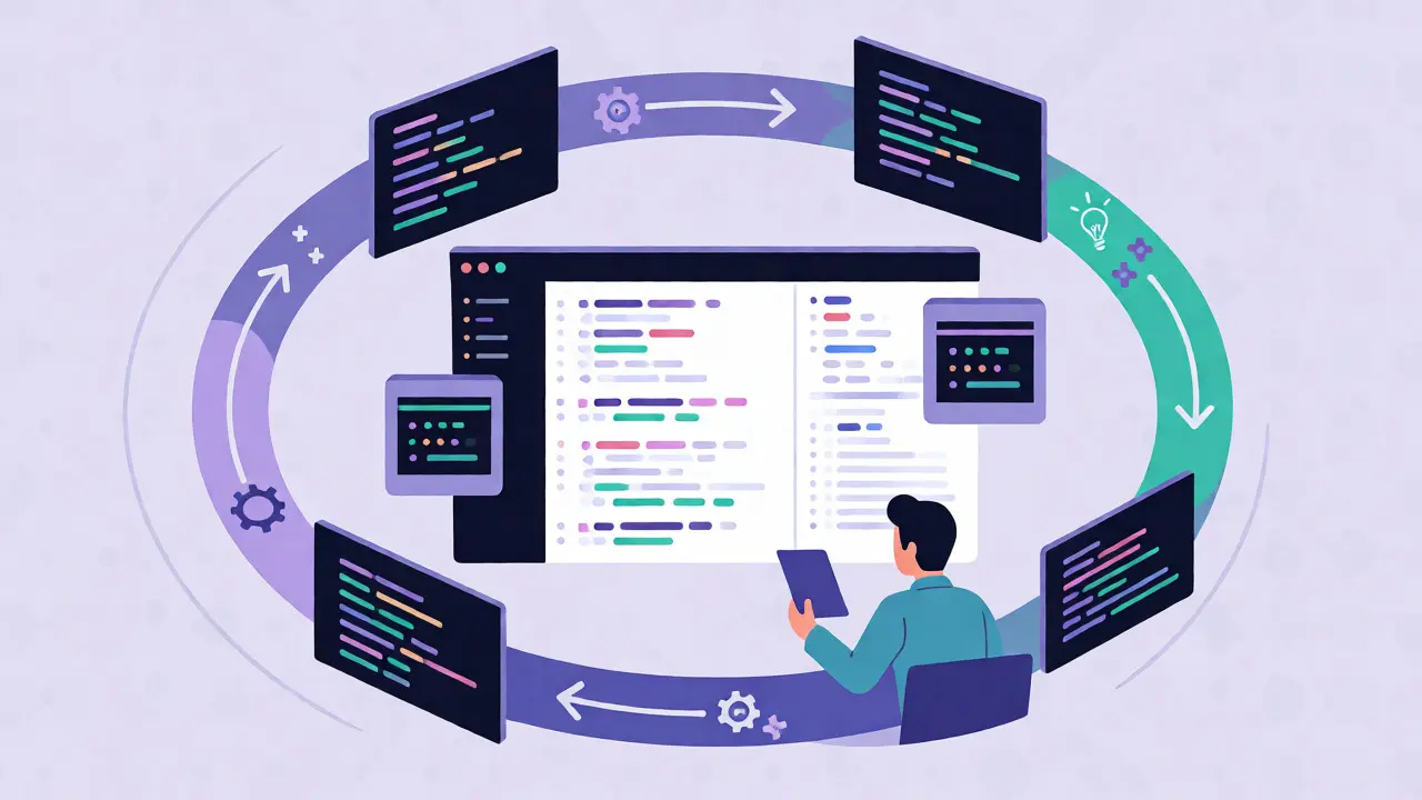 Harmonious loop of AI feedback and human review in a modern IDE