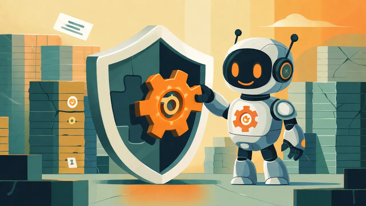 Robot fitting an ownership gear into a secure system behind a shield